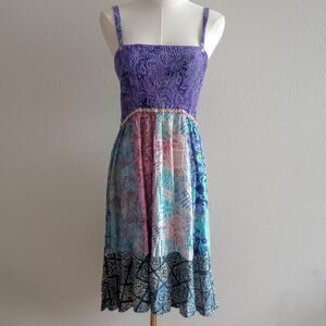 Y2K Watercolor Floral Patchwork Mermaid Dress